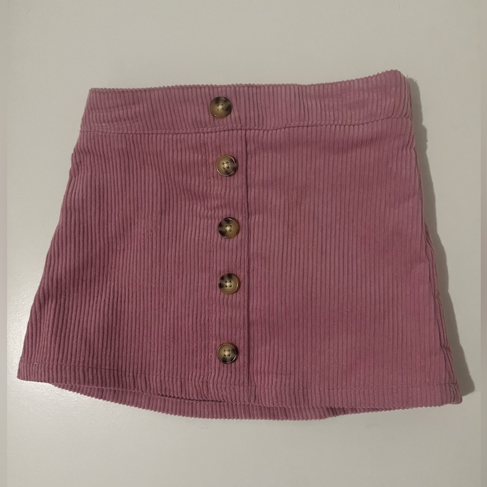 Girls skirt, corduroy skirt, pink/mauve color, buttons lined in front  NWOT